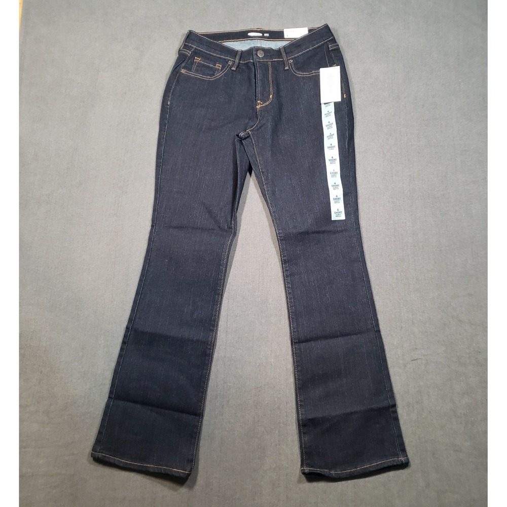 Old Navy Jeans Womens 4 Short Dark Blue Curvy Boot-Cut Stretch Denim‎ NEW